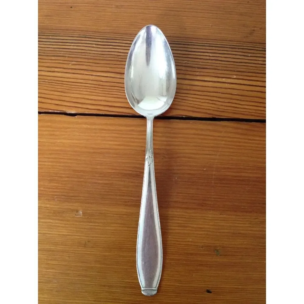 Pair of 2 Vitnage Antique WMF 90 Silverplate Fancy Leaf Spoons Flatware 7